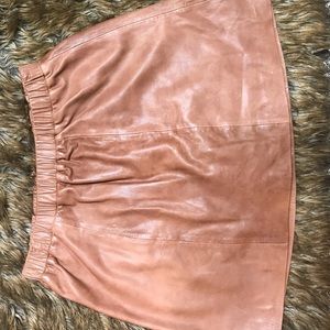 Mango Camel leather skirt
